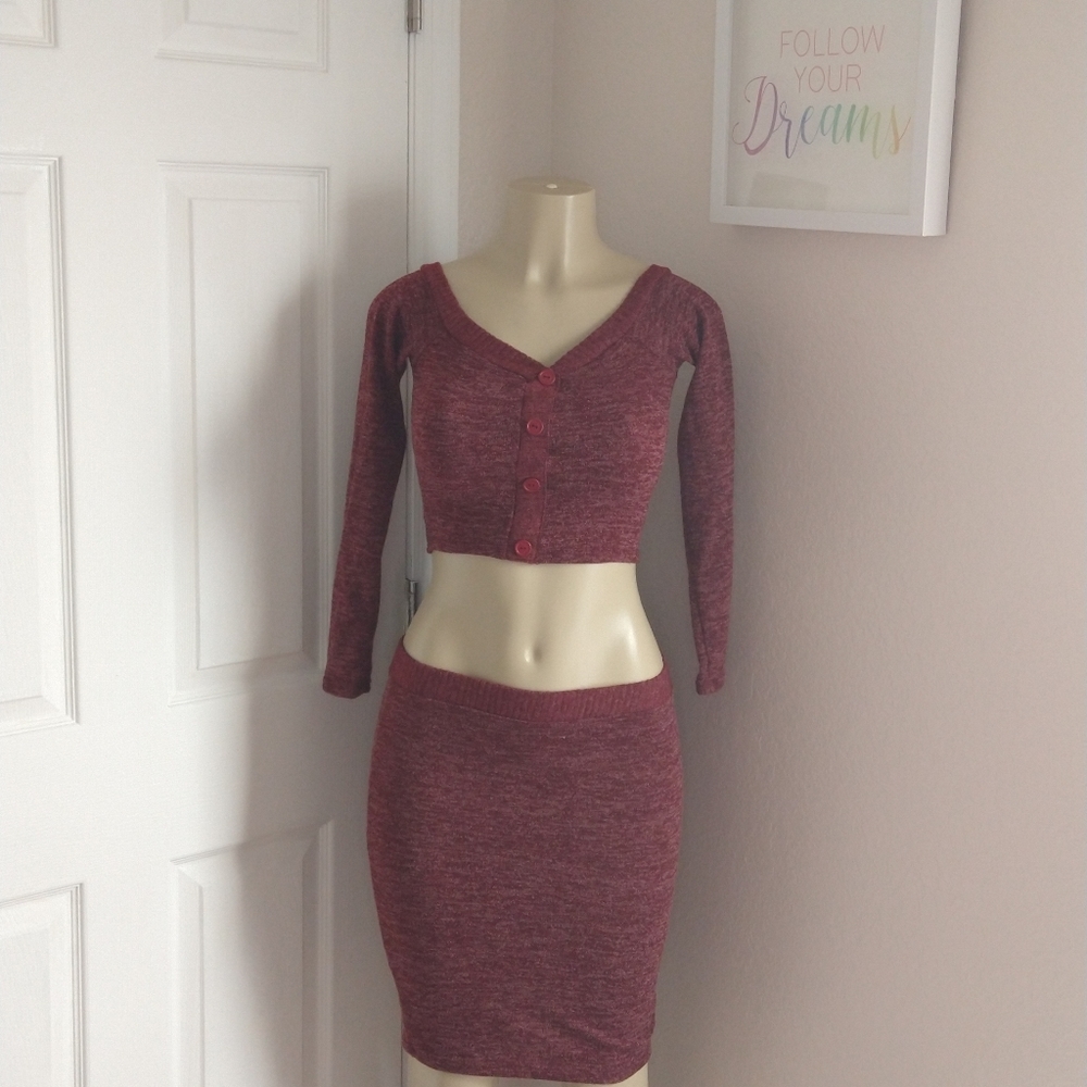 Burgundy skirt set